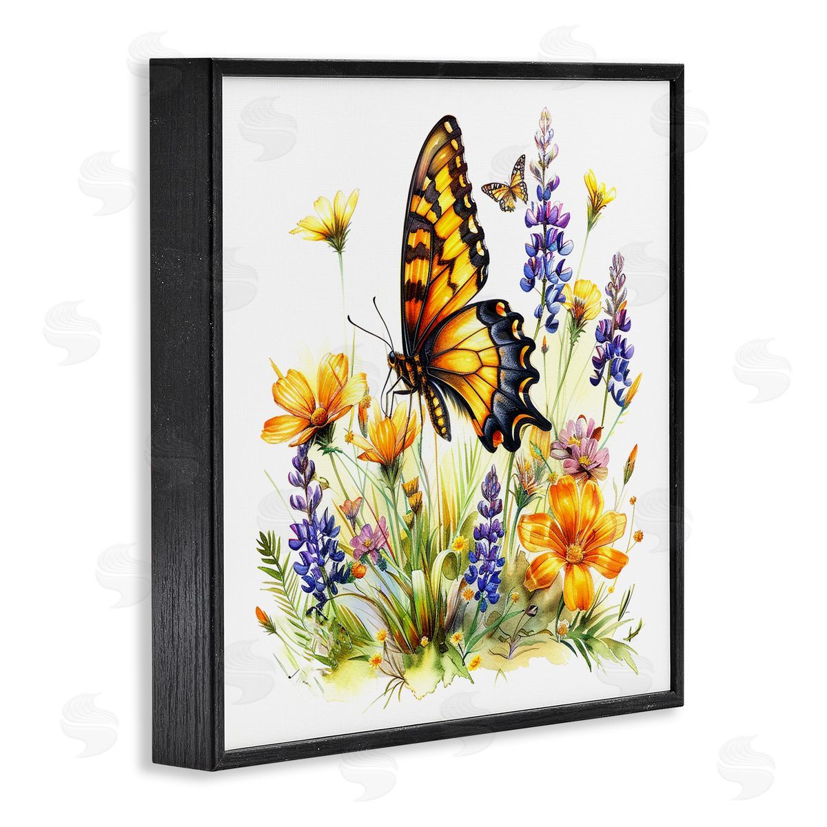 Butterfly Wings Garden Black Frame Print Wall Art, Home Decor by LSR Design Studio