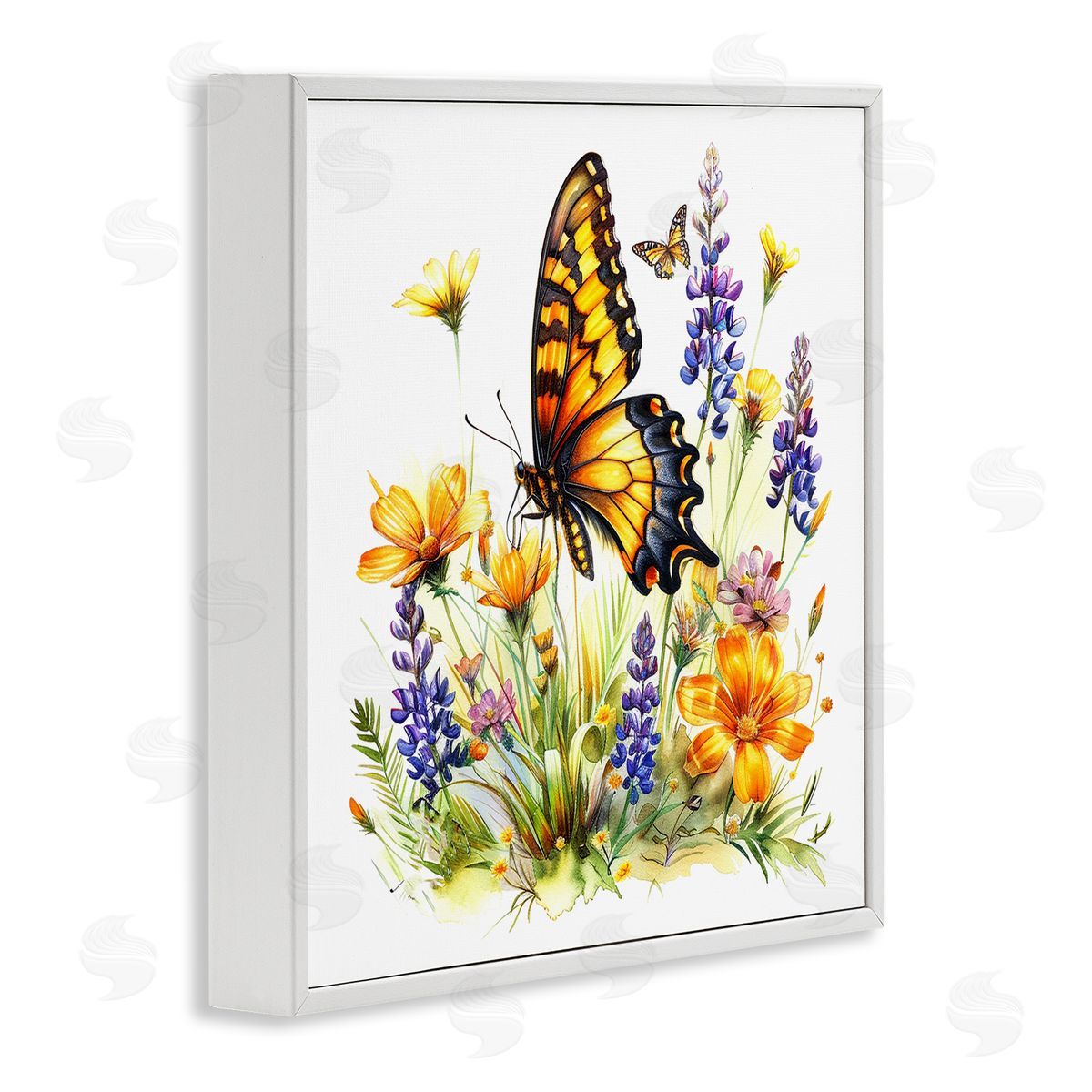 Butterfly Wings Garden White Frame Print Wall Art, Home Decor by LSR Design Studio