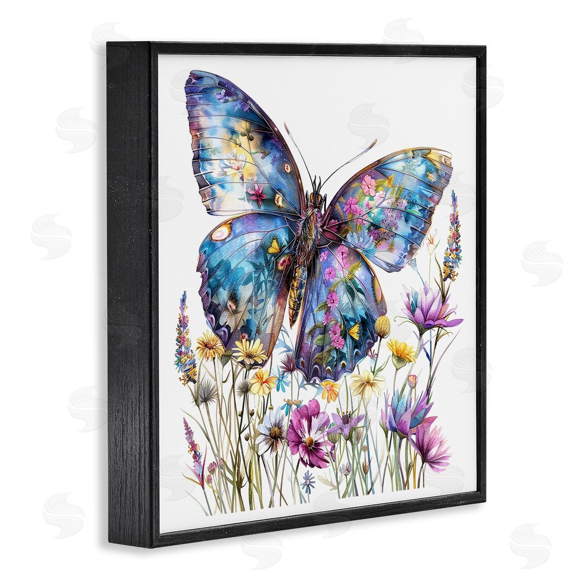 Spring Garden Butterfly Black Frame Print Wall Art, Home Decor by LSR Design Studio