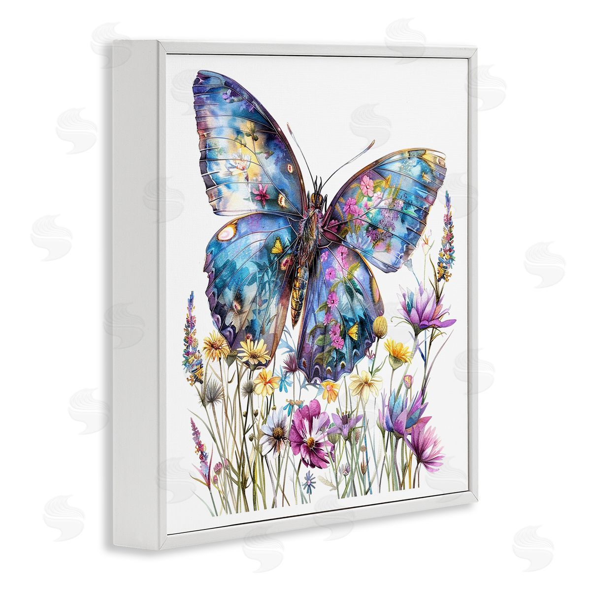 Spring Garden Butterfly White Frame Print Wall Art, Home Decor by LSR Design Studio