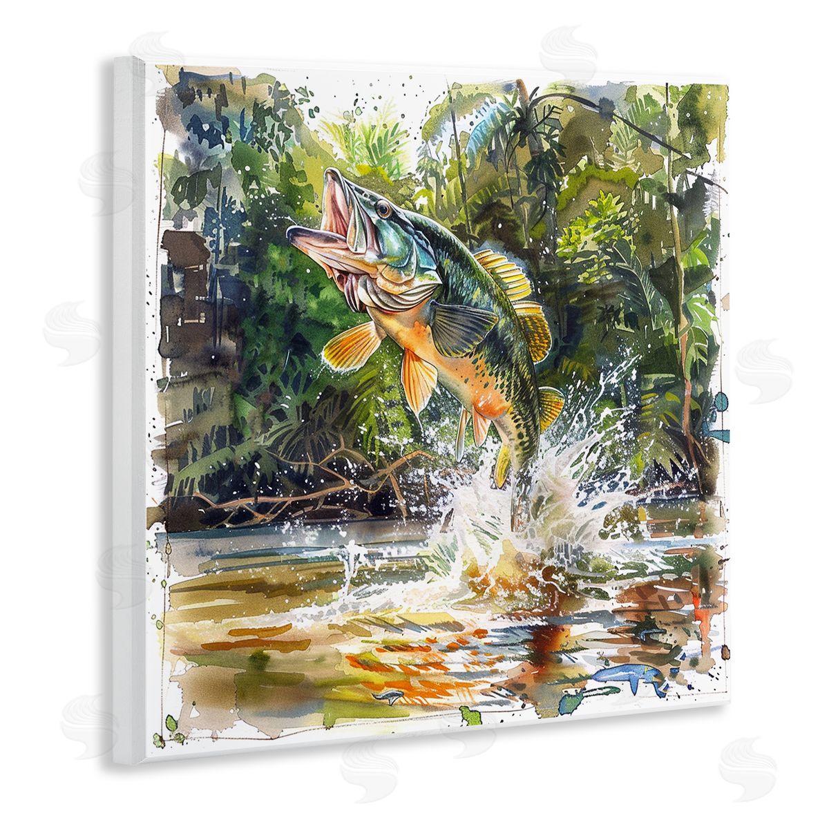 Jumping Bass Fish Wood Plaque Wall Art, Home Decor by LSR Design Studio