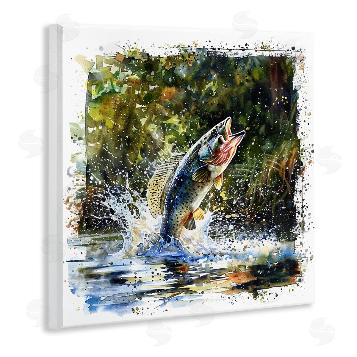 Splashing Lake Bass Wood Plaque Wall Art, Home Decor by LSR Design Studio