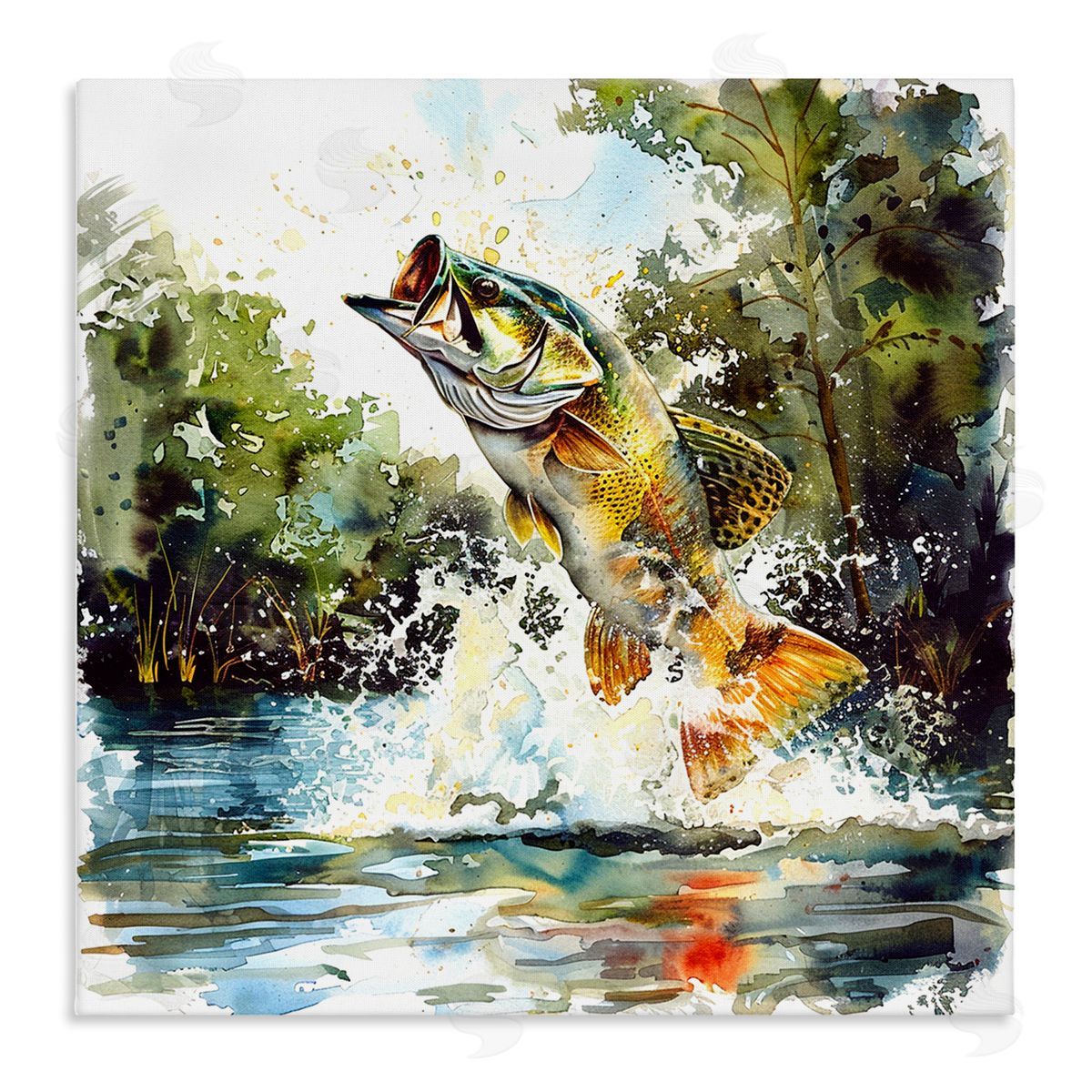 Fish Jumping Splash Canvas Wall Art, Home Decor by LSR Design Studio