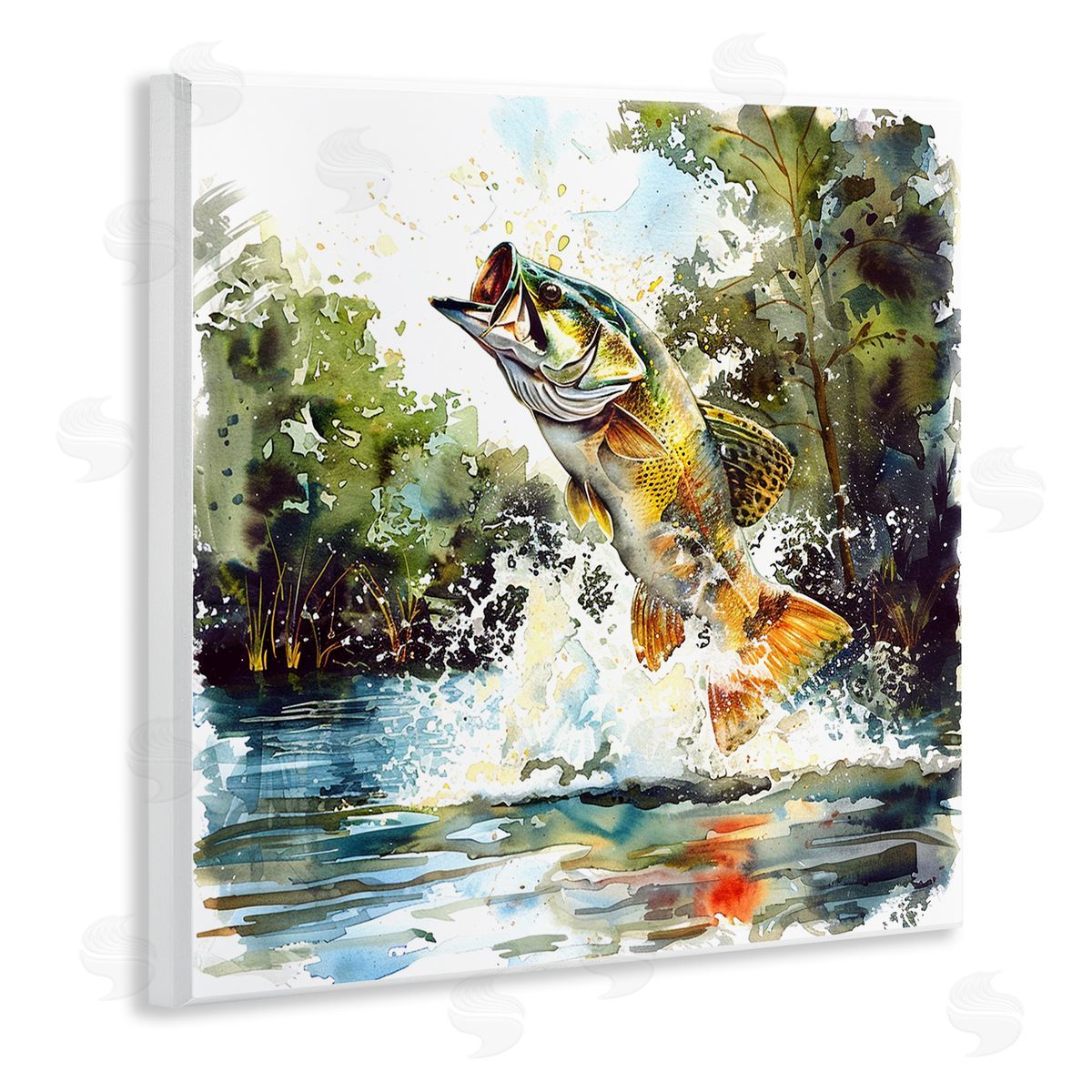 Fish Jumping Splash Wood Plaque Wall Art, Home Decor by LSR Design Studio