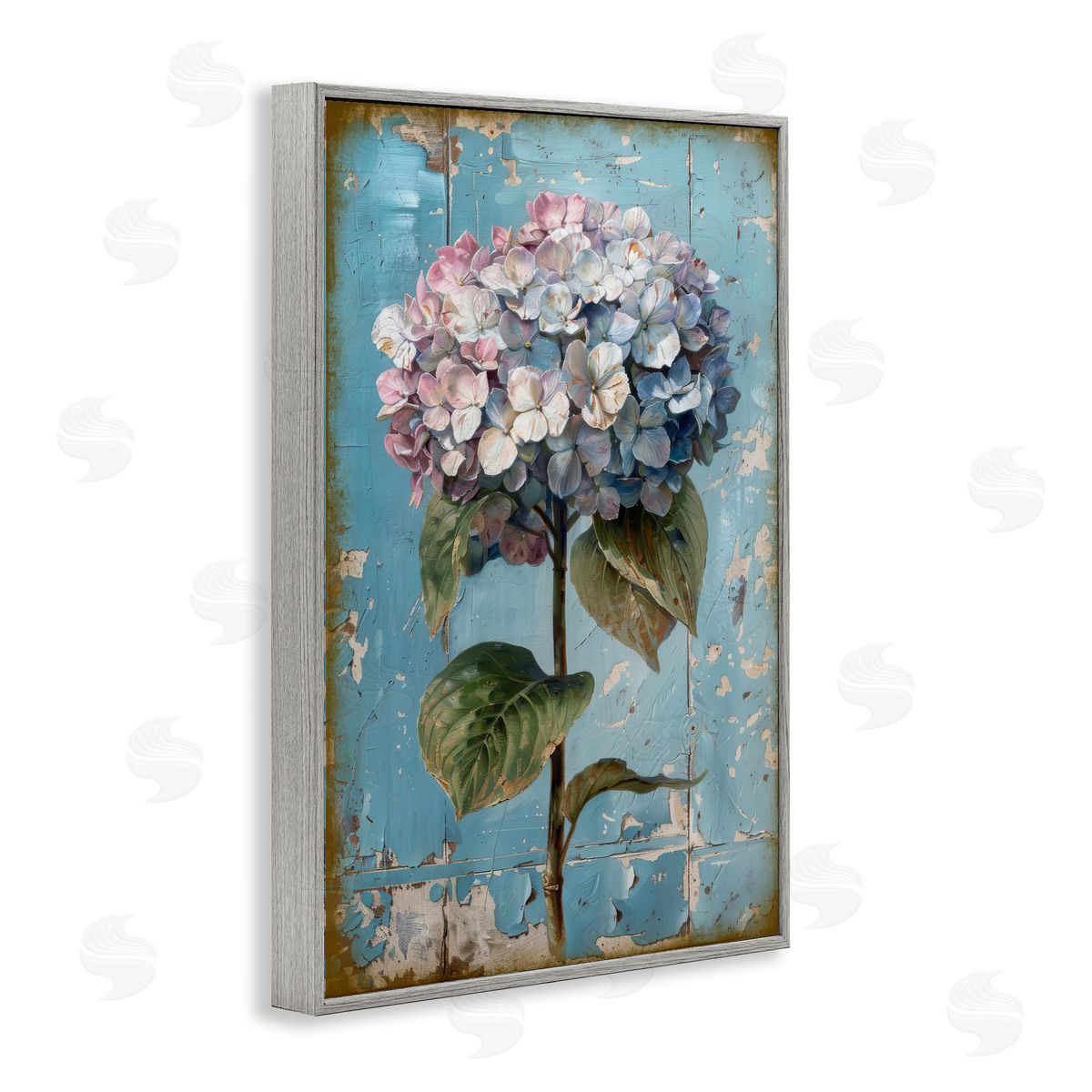 Hydrangea on Distressed Grey Frame Print Wall Art, Home Decor by LSR Design Studio