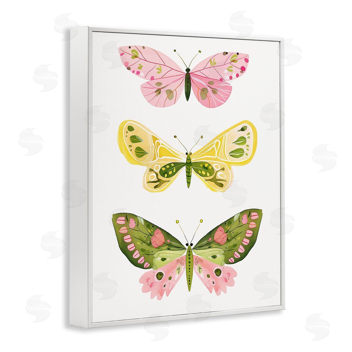 Pastel Butterfly Trio White Frame Print Wall Art, Home Decor by LSR Design Studio