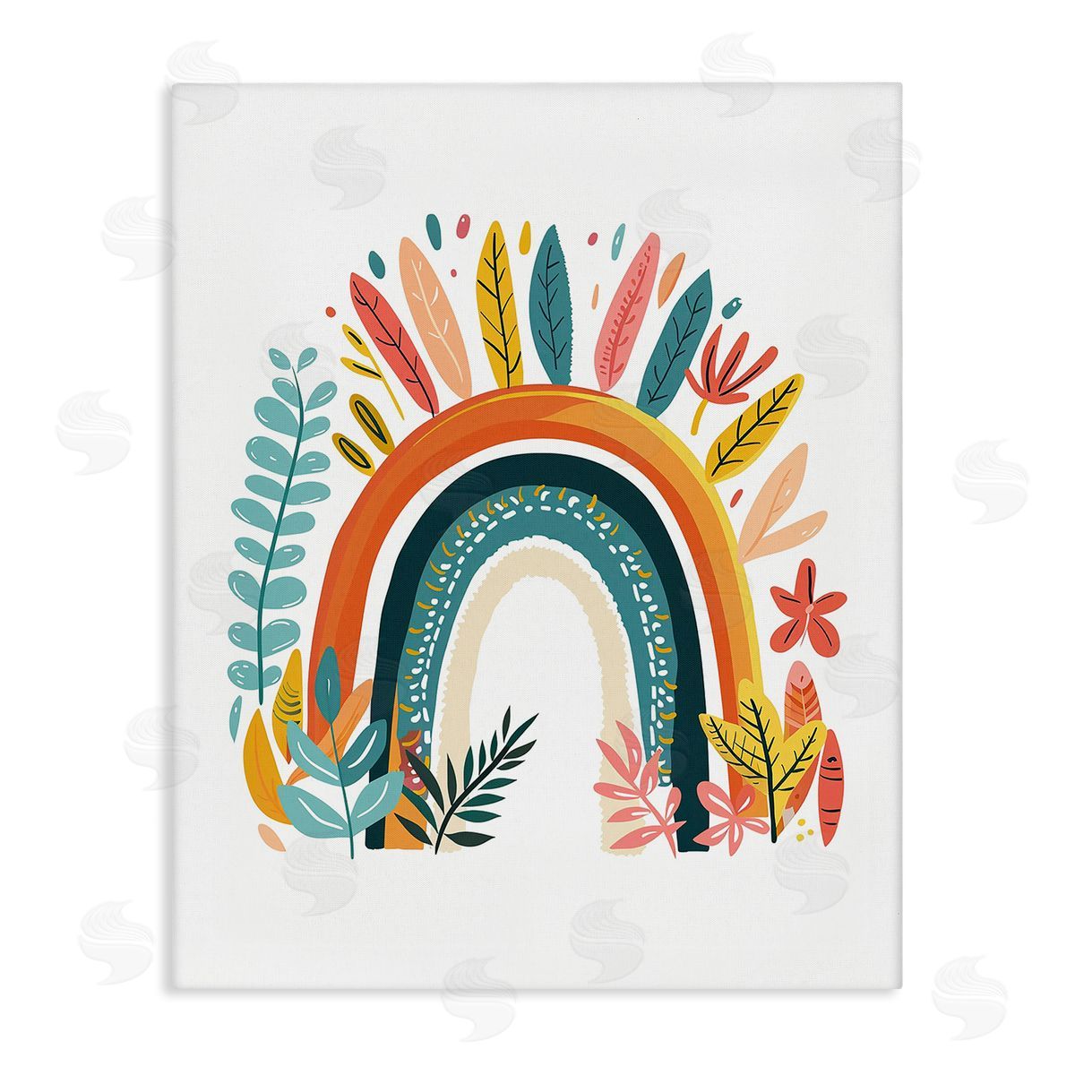 Boho Rainbow Blooms Canvas Wall Art, Home Decor by LSR Design Studio