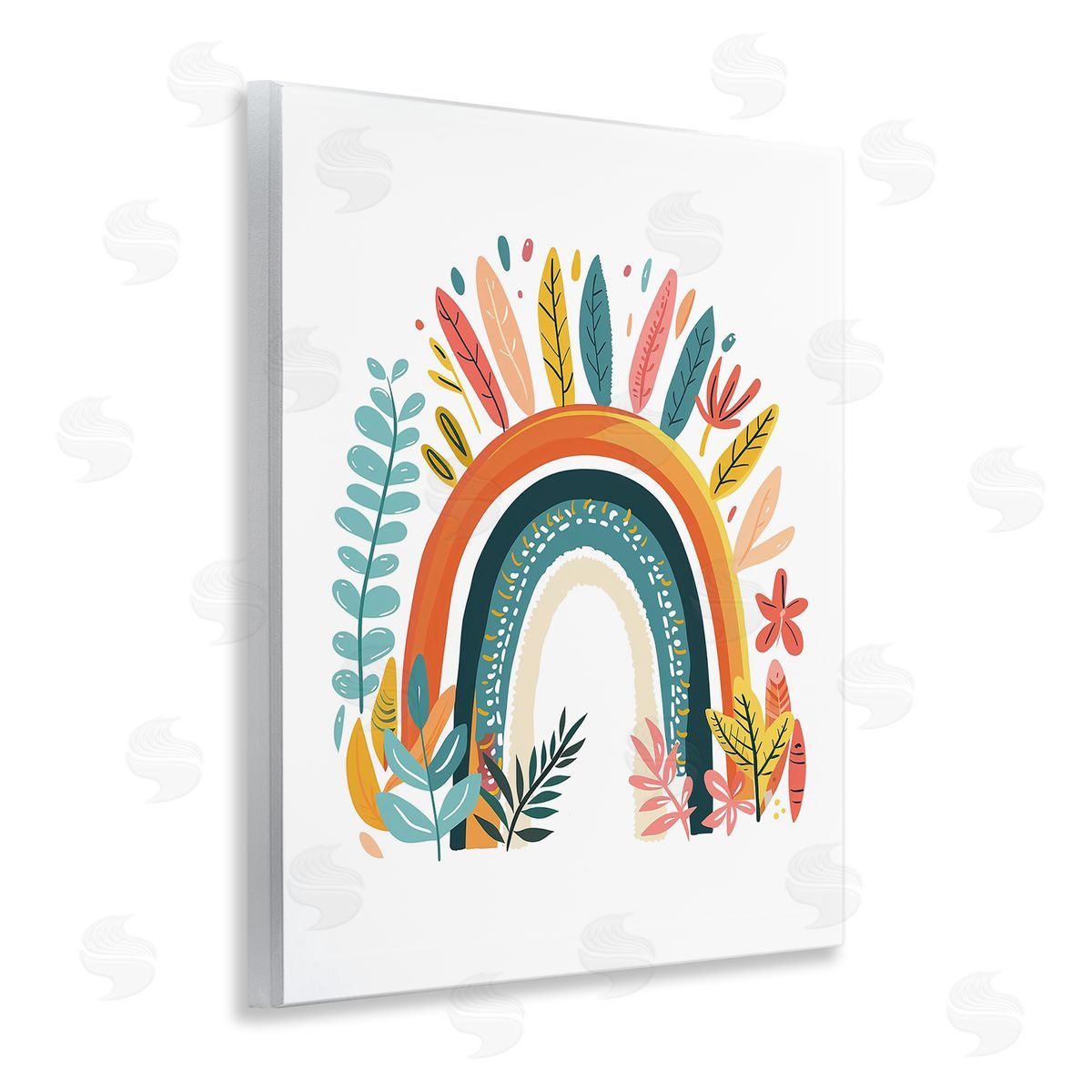 Boho Rainbow Blooms Wood Plaque Wall Art, Home Decor by LSR Design Studio