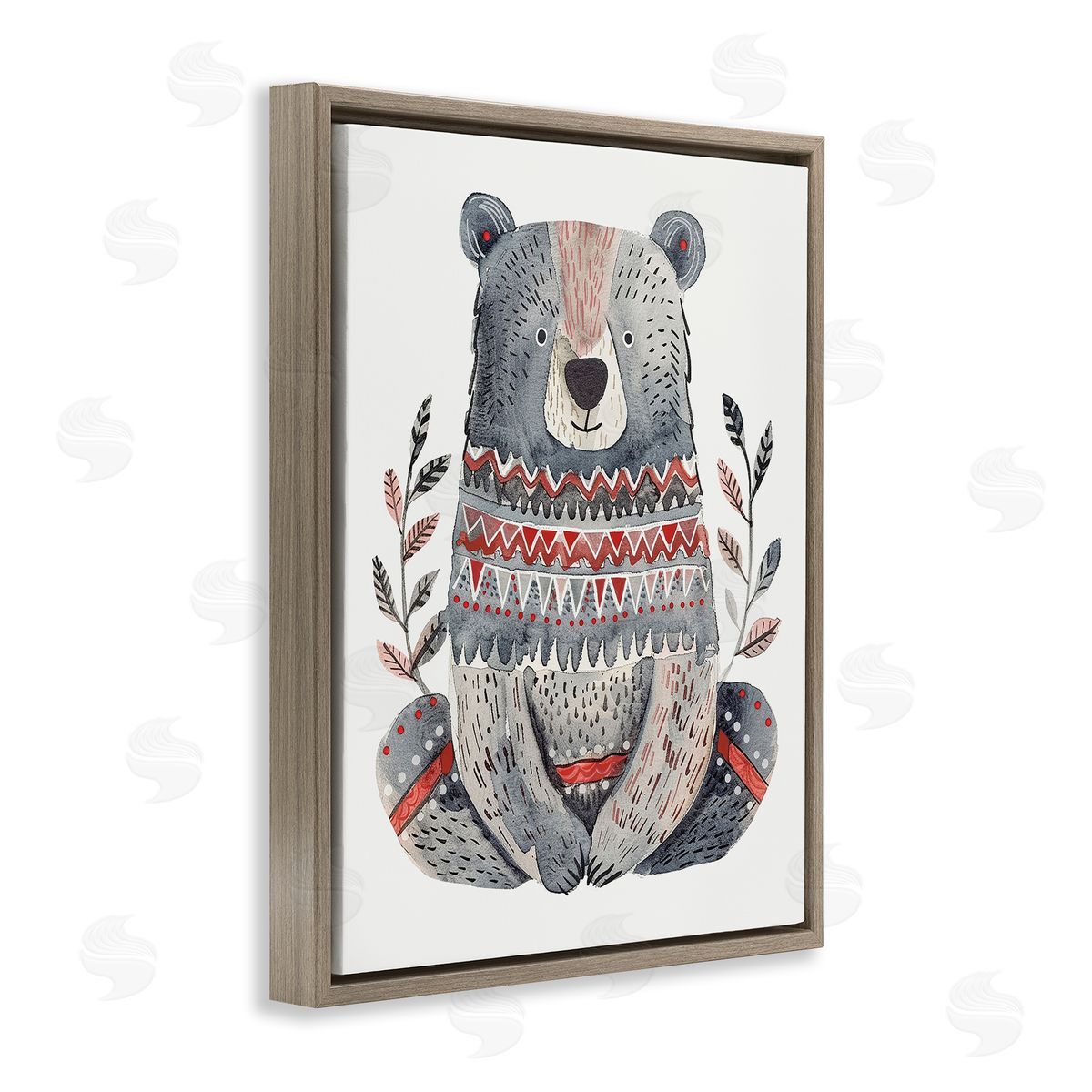Scandinavian Style Bear Brown Floating Frame Canvas Wall Art, Home Decor by LSR Design Studio