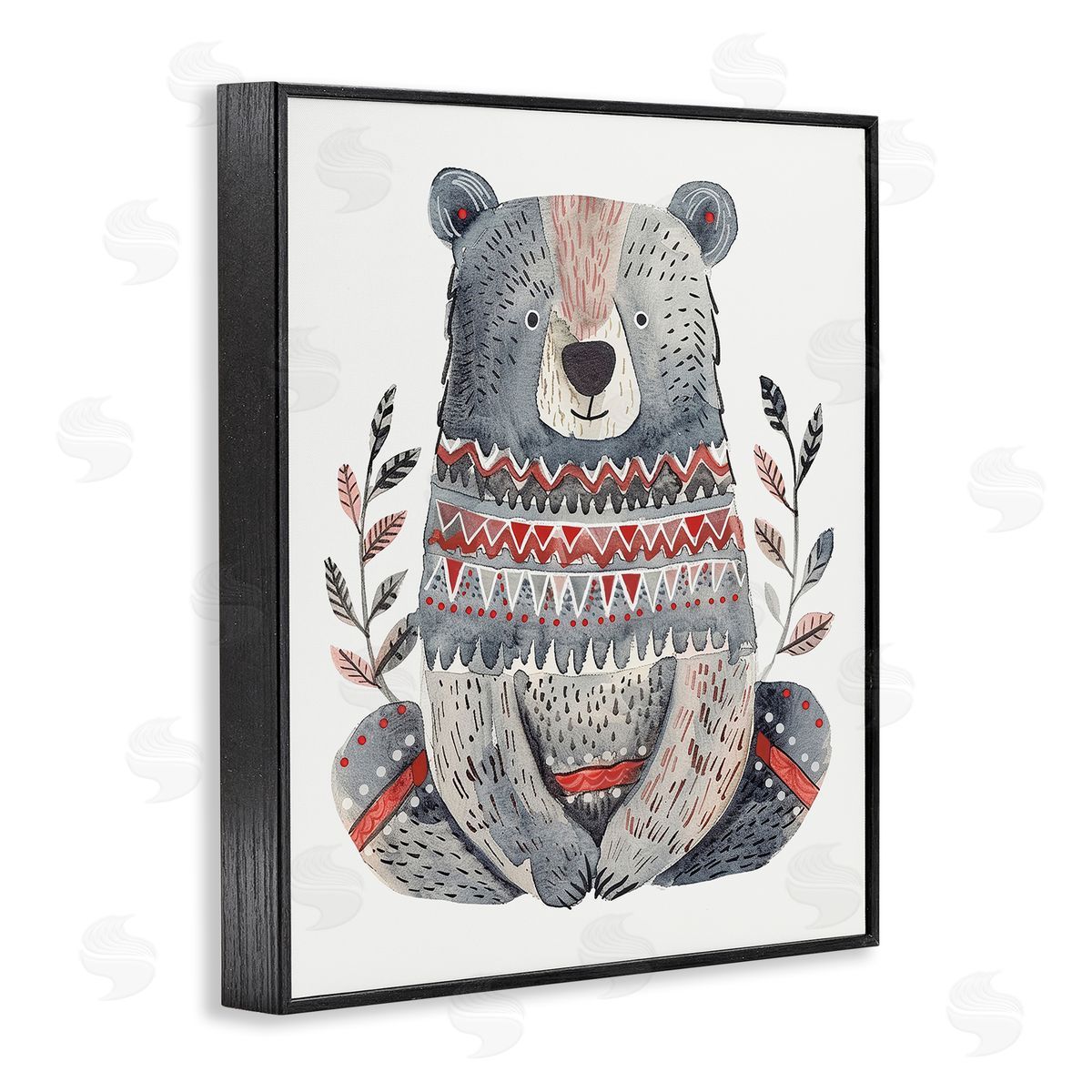 Scandinavian Style Bear Black Frame Print Wall Art, Home Decor by LSR Design Studio
