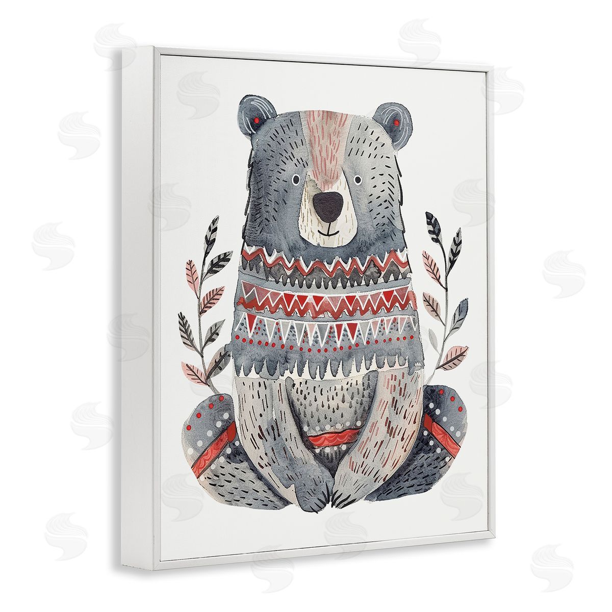 Scandinavian Style Bear White Frame Print Wall Art, Home Decor by LSR Design Studio