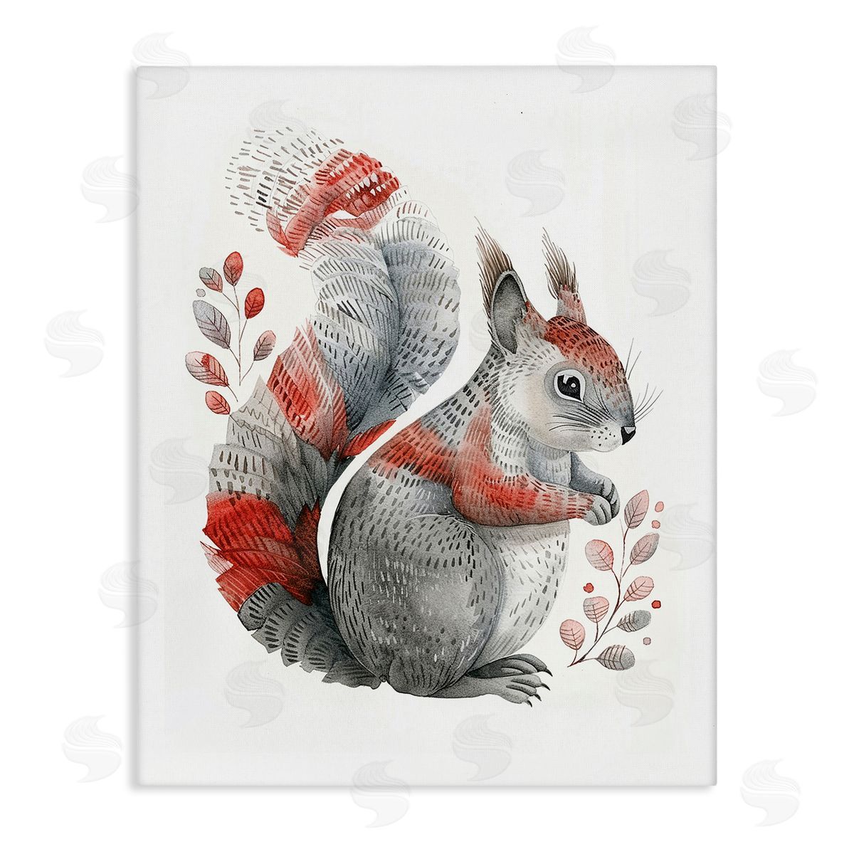 Scandinavian Style Squirrel Canvas Wall Art, Home Decor by LSR Design Studio
