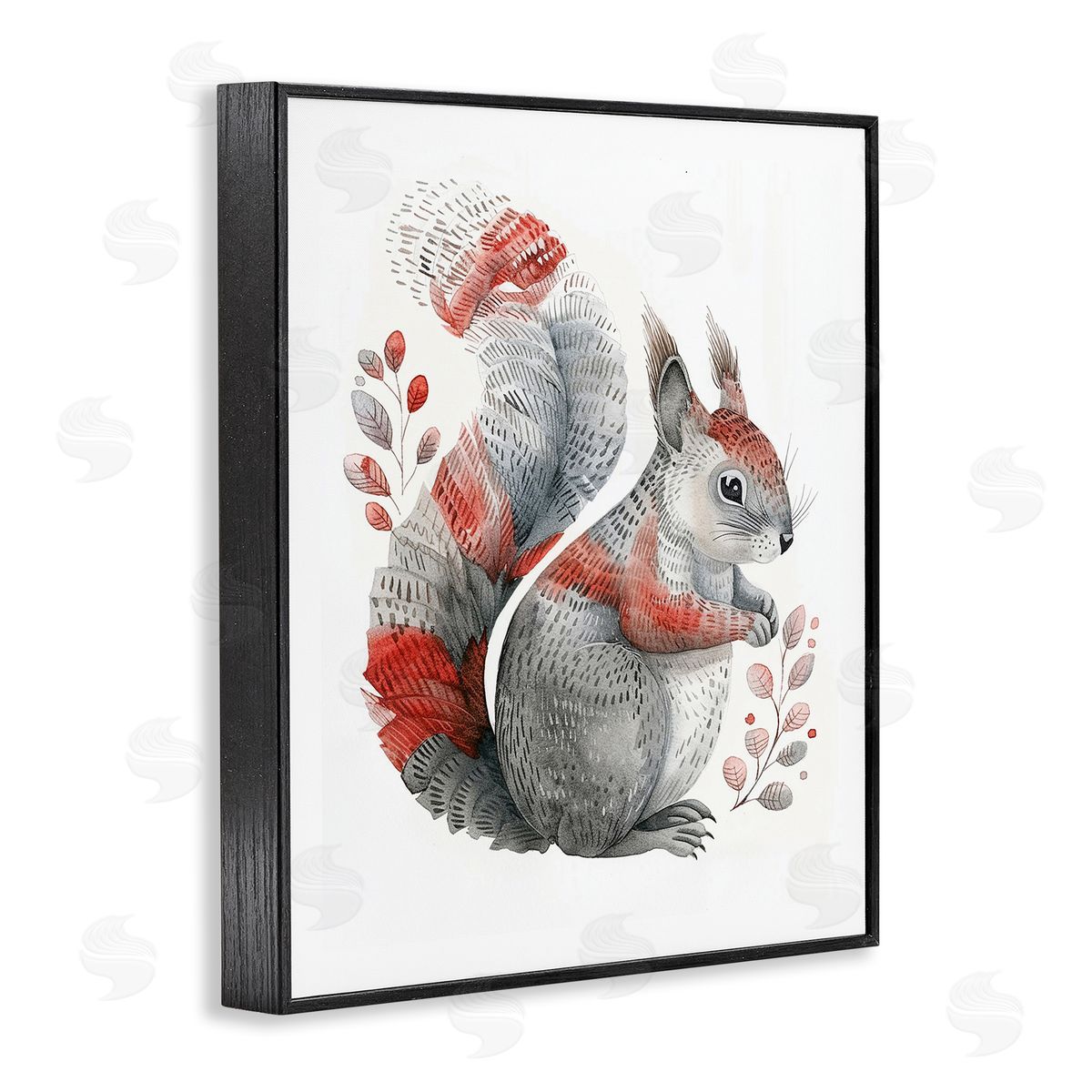 Scandinavian Style Squirrel Black Frame Print Wall Art, Home Decor by LSR Design Studio