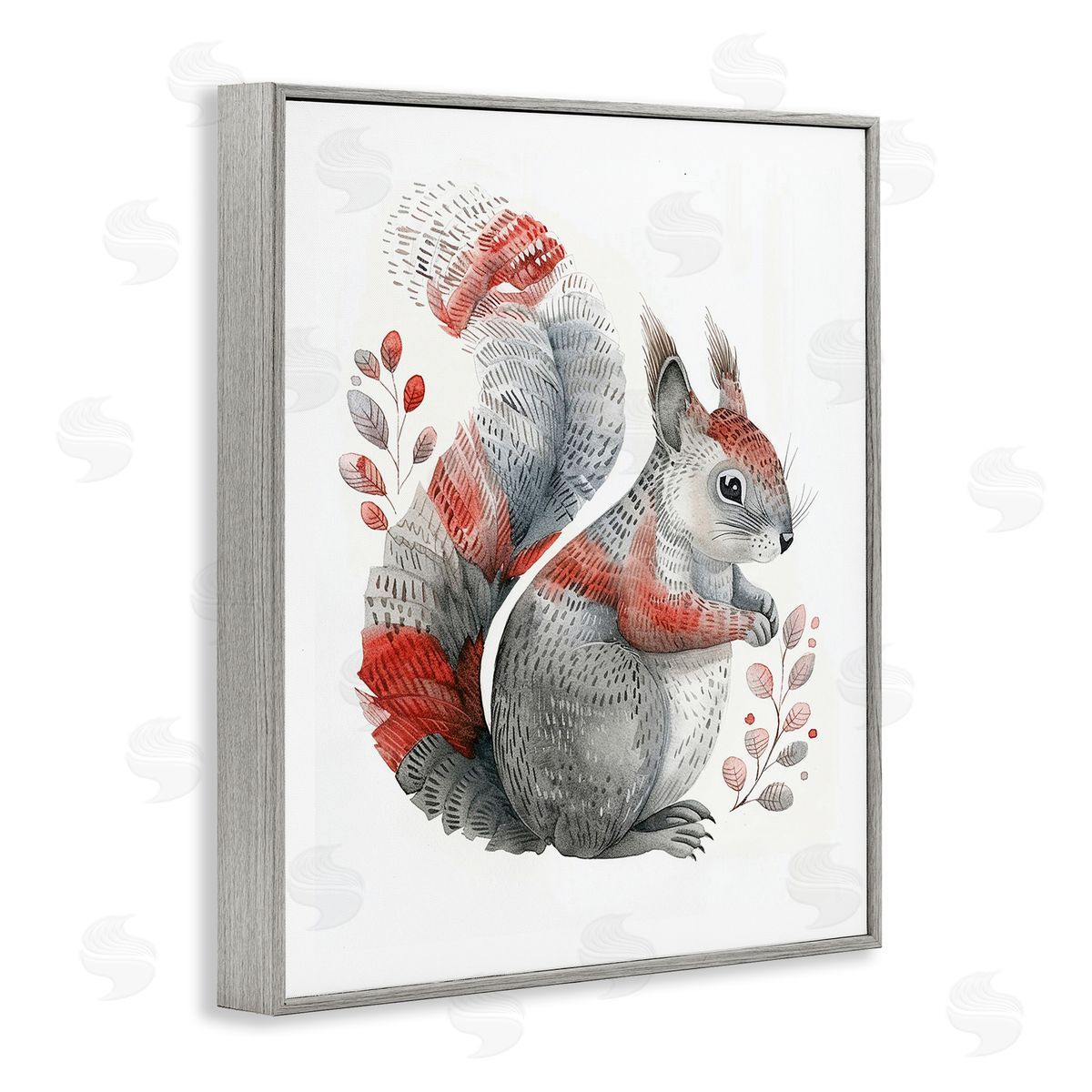 Scandinavian Style Squirrel Grey Frame Print Wall Art, Home Decor by LSR Design Studio