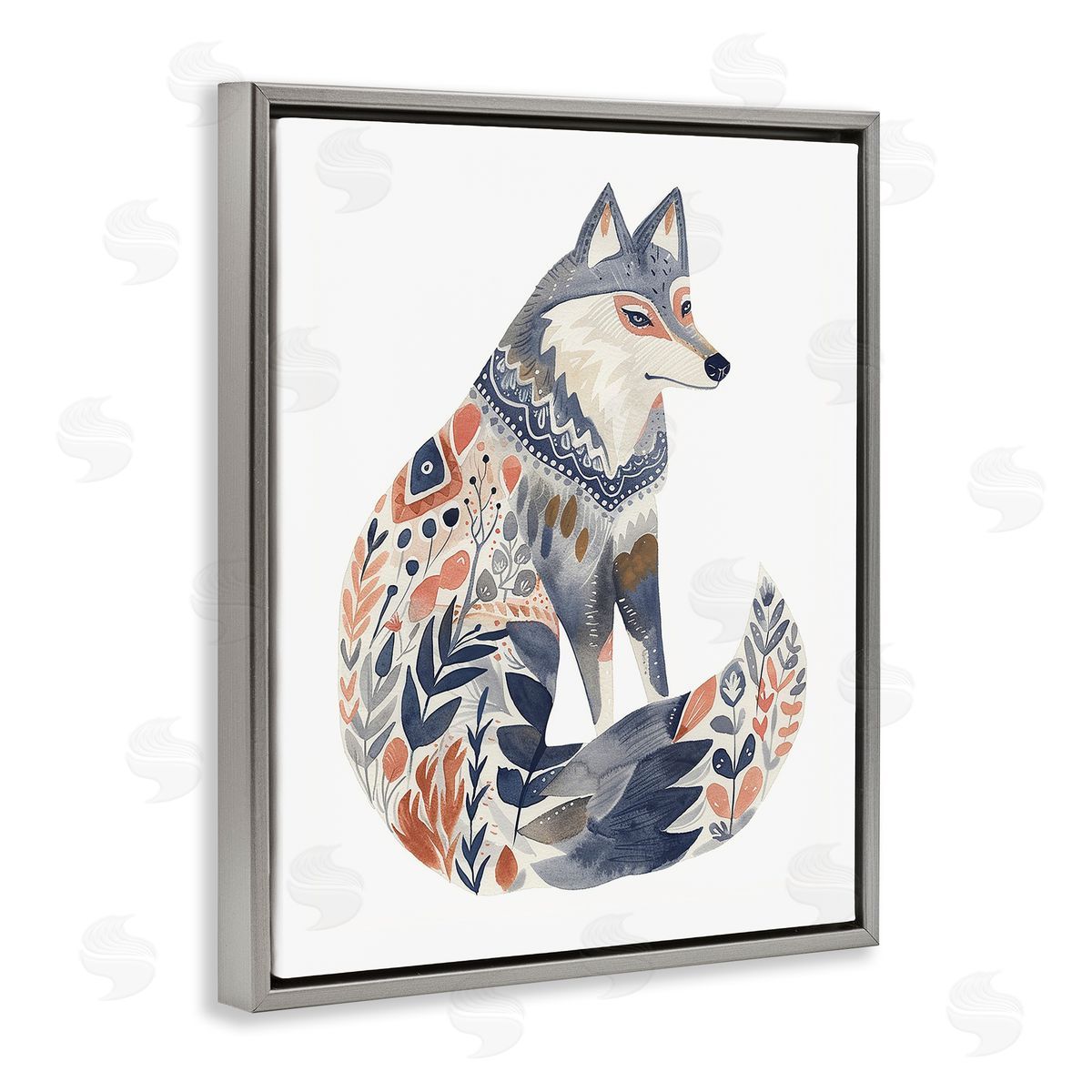 Scandinavian Style Wolf Grey Floating Frame Canvas Wall Art, Home Decor by LSR Design Studio