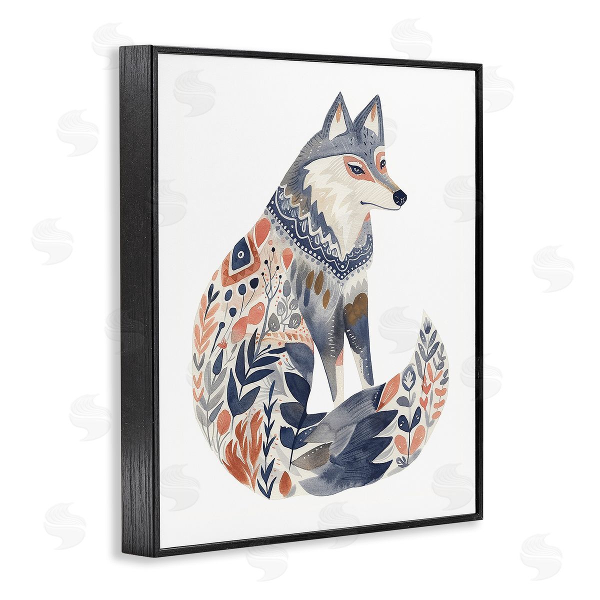 Scandinavian Style Wolf Black Frame Print Wall Art, Home Decor by LSR Design Studio
