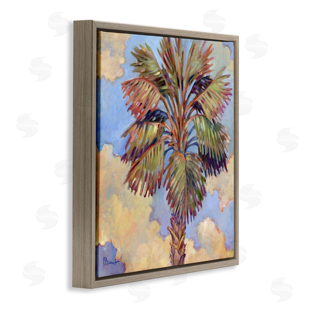 Santa Rosa Palm Brown Floating Frame Canvas Wall Art, Home Decor by Paul Brent