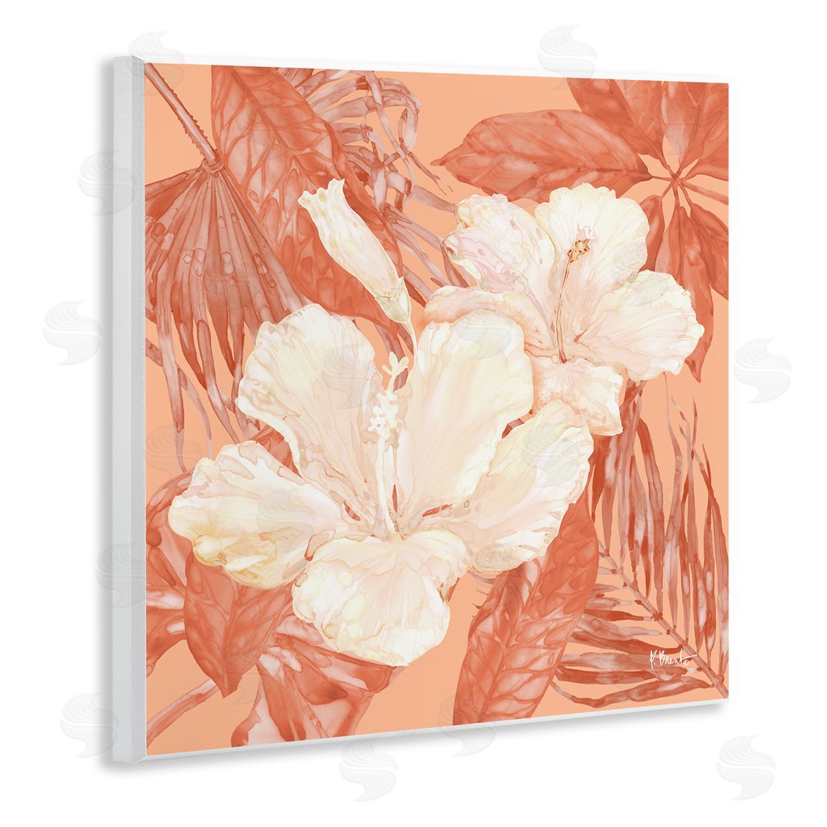 Tropical Hibiscus Bunch Wood Plaque Wall Art, Home Decor by Paul Brent