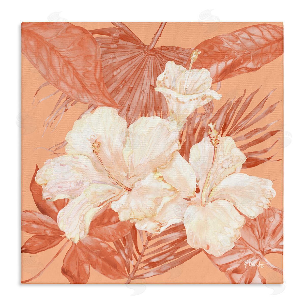 Hibiscus & Palm Bundle Canvas Wall Art, Home Decor by Paul Brent