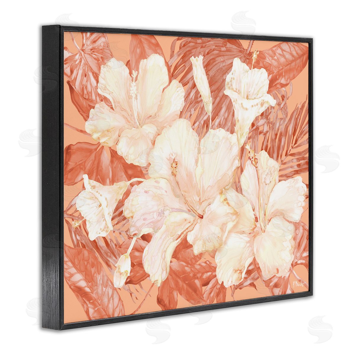 Bright Hibiscus Bundle Black Frame Print Wall Art, Home Decor by Paul Brent