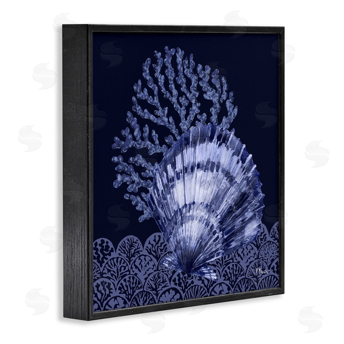 Shadowed Clam Still Life Black Frame Print Wall Art, Home Decor by Paul Brent
