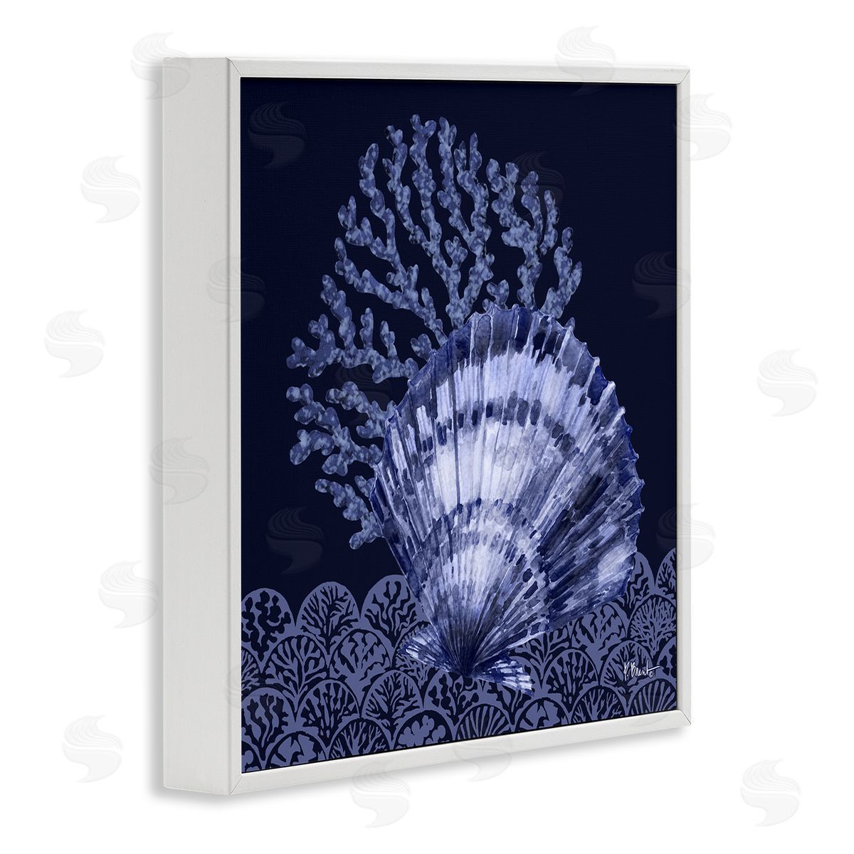 Shadowed Clam Still Life White Frame Print Wall Art, Home Decor by Paul Brent