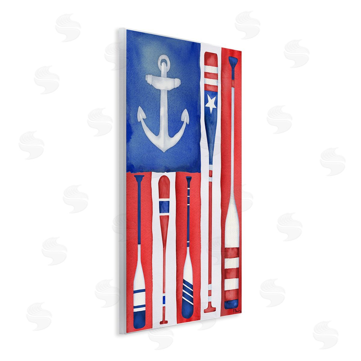 Americana Oar Flag Wood Plaque Wall Art, Home Decor by Paul Brent