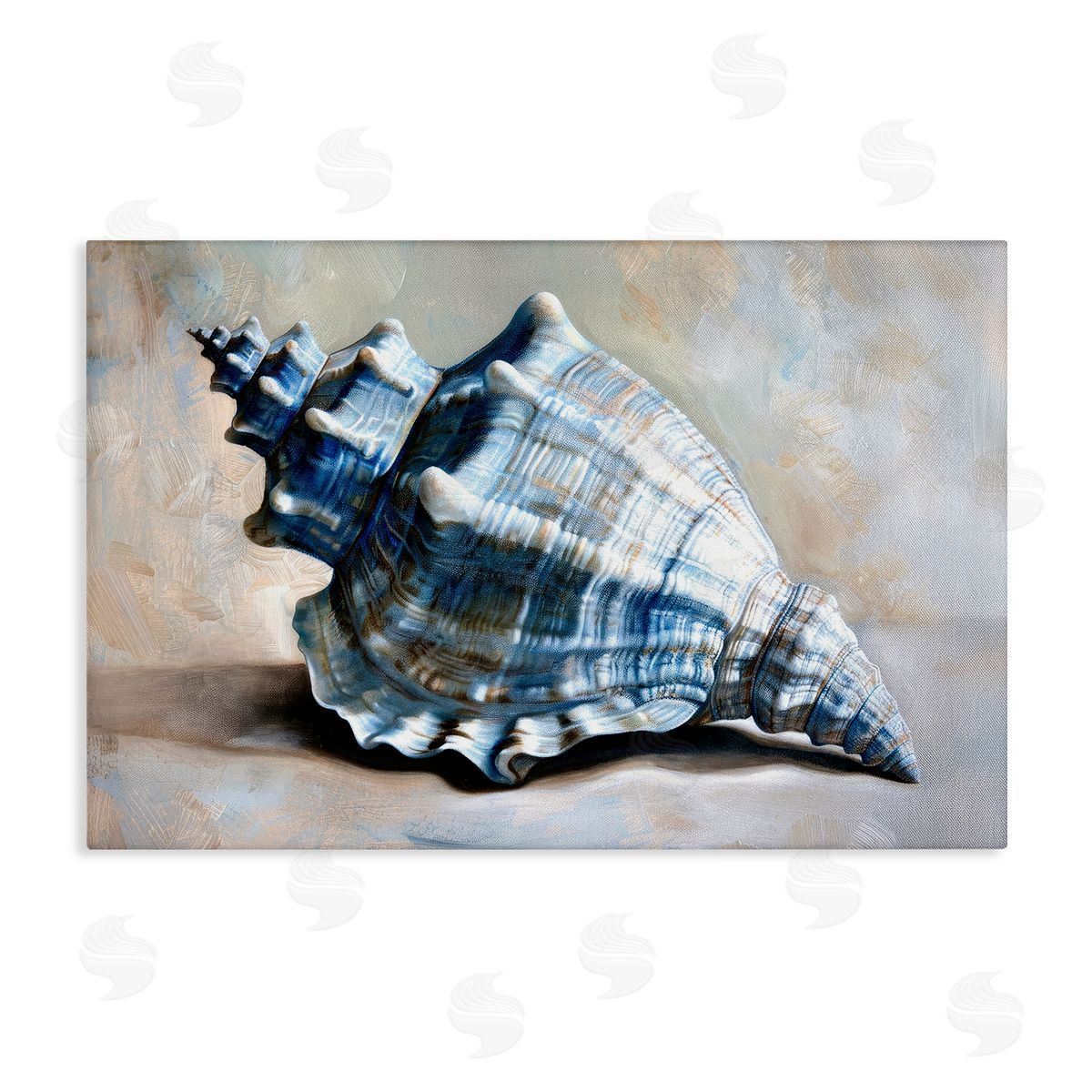 Classic Ocean Conch Canvas Wall Art, Home Decor by Petal Prints Design