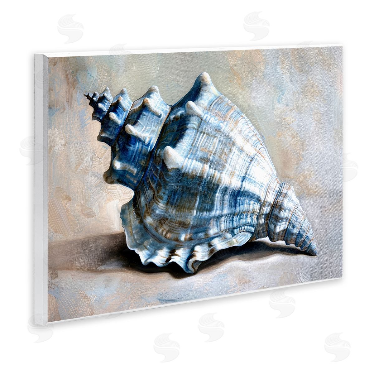 Classic Ocean Conch Wood Plaque Wall Art, Home Decor by Petal Prints Design