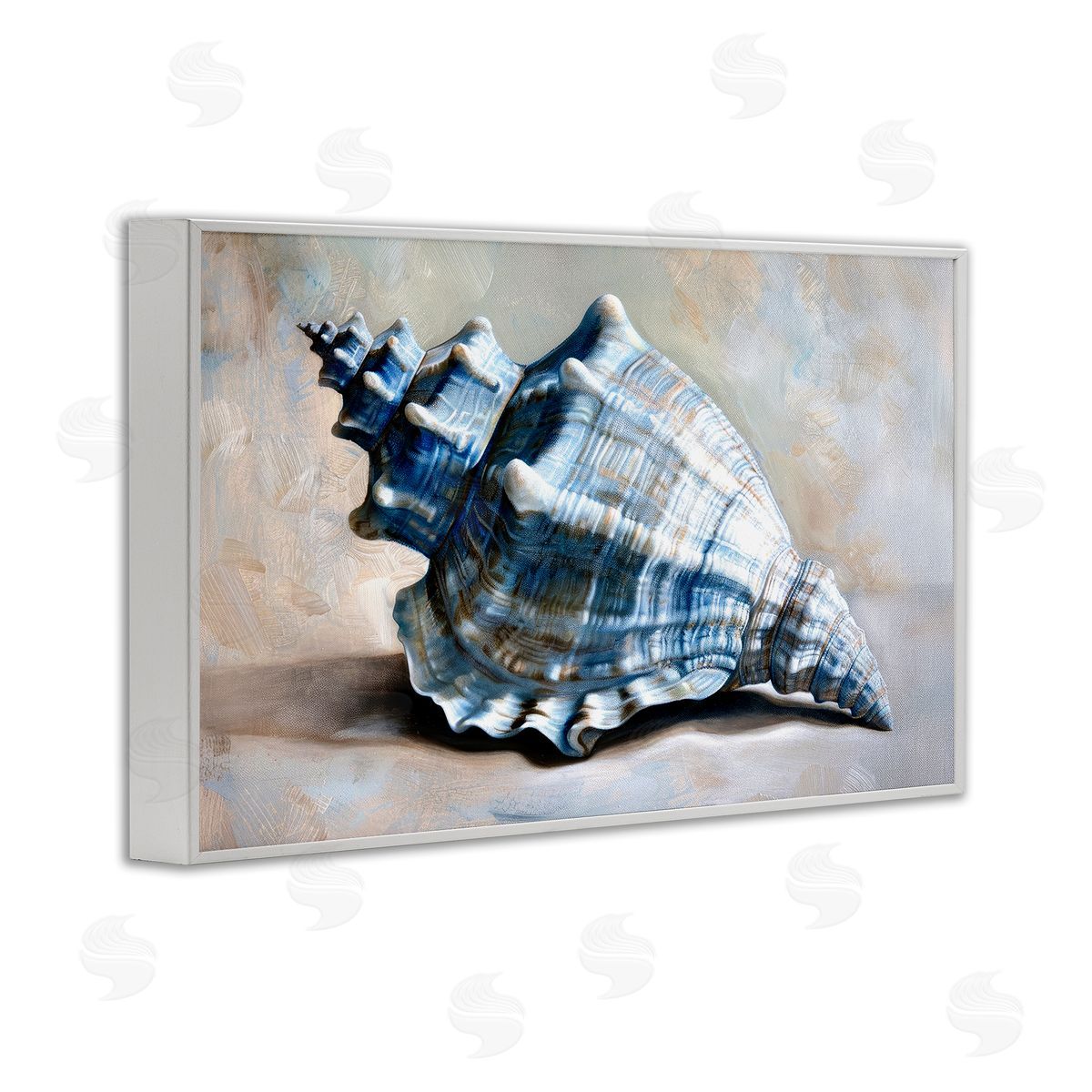 Classic Ocean Conch White Frame Print Wall Art, Home Decor by Petal Prints Design