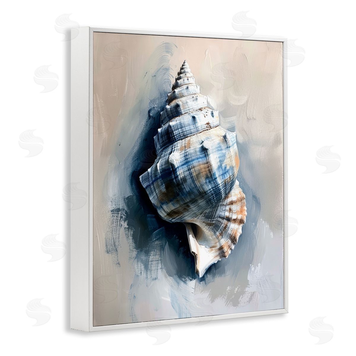 Classic Ocean Shell White Frame Print Wall Art, Home Decor by Petal Prints Design