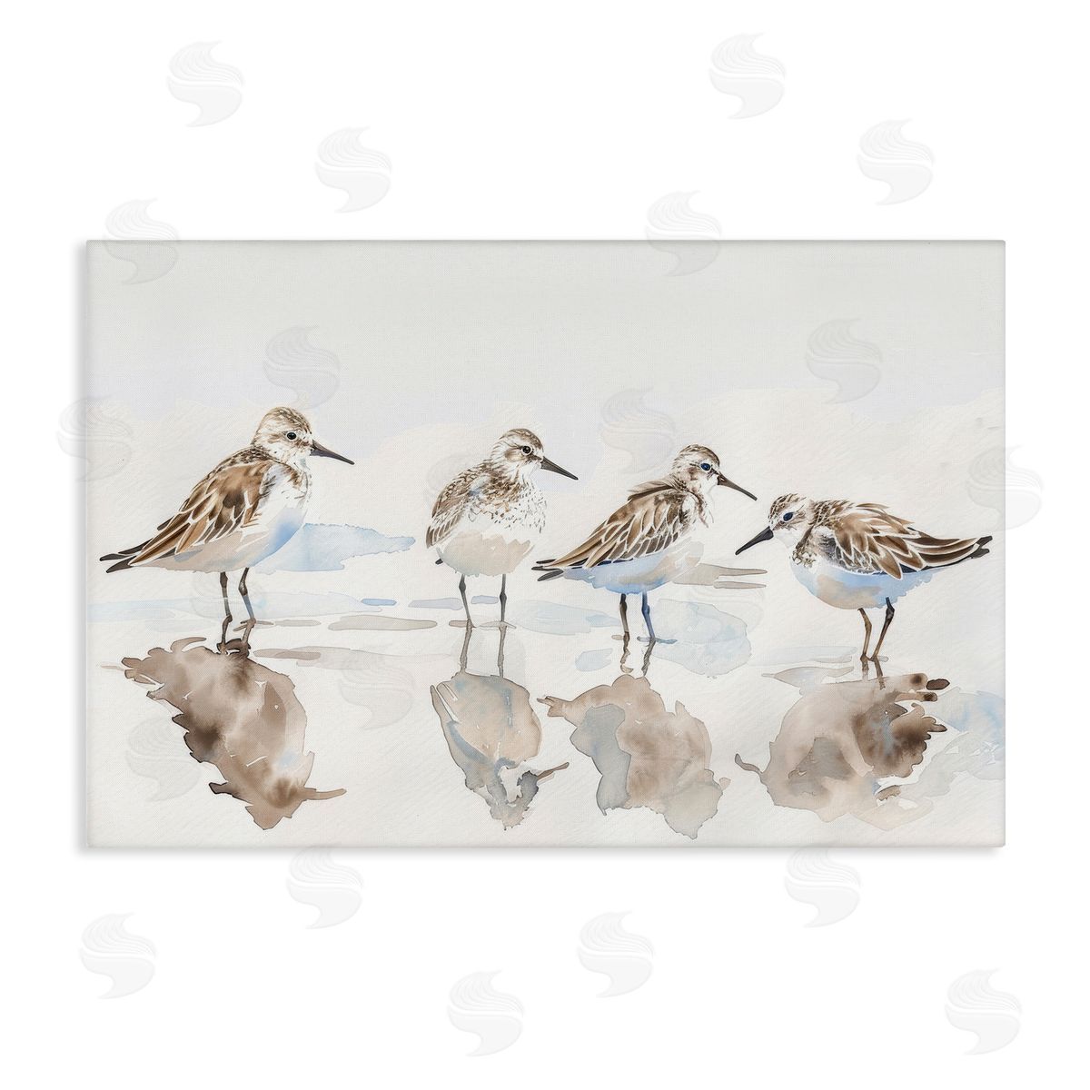 Sandpipers Shore Reflection Canvas Wall Art, Home Decor by Petal Prints Design