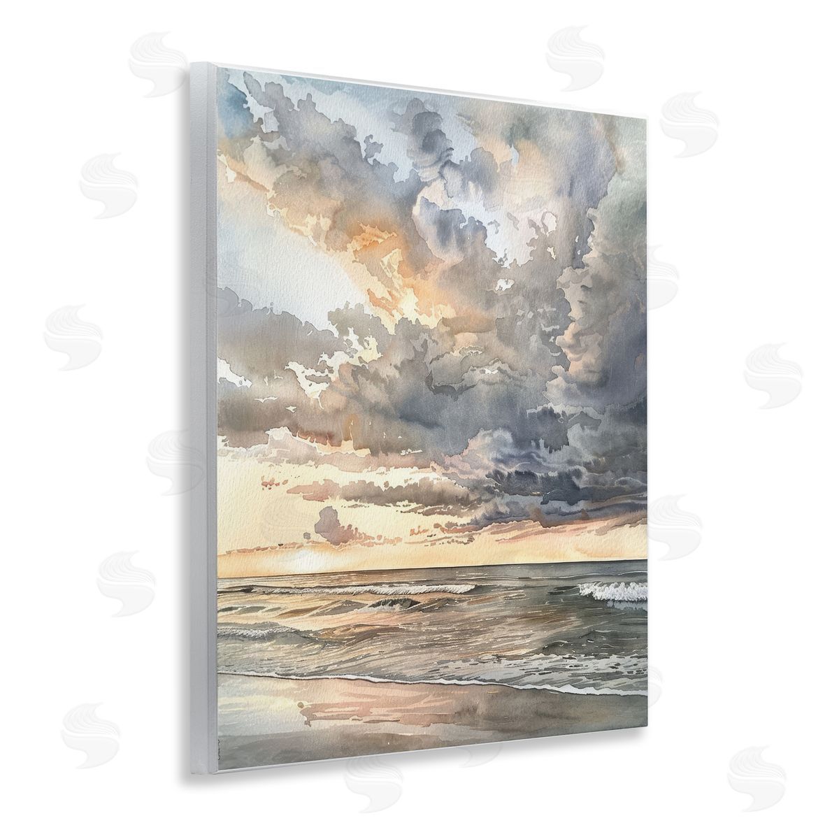 Moody Sea Cloudy View Wood Plaque Wall Art, Home Decor by Petal Prints Design