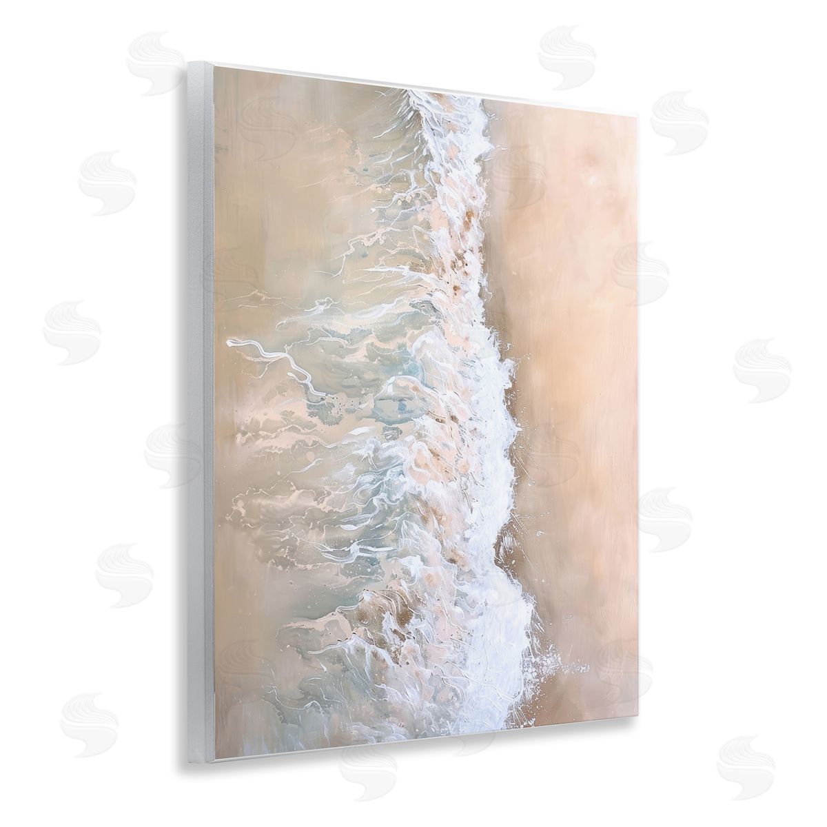 Neutral Coast Wave Crash Wood Plaque Wall Art, Home Decor by Petal Prints Design