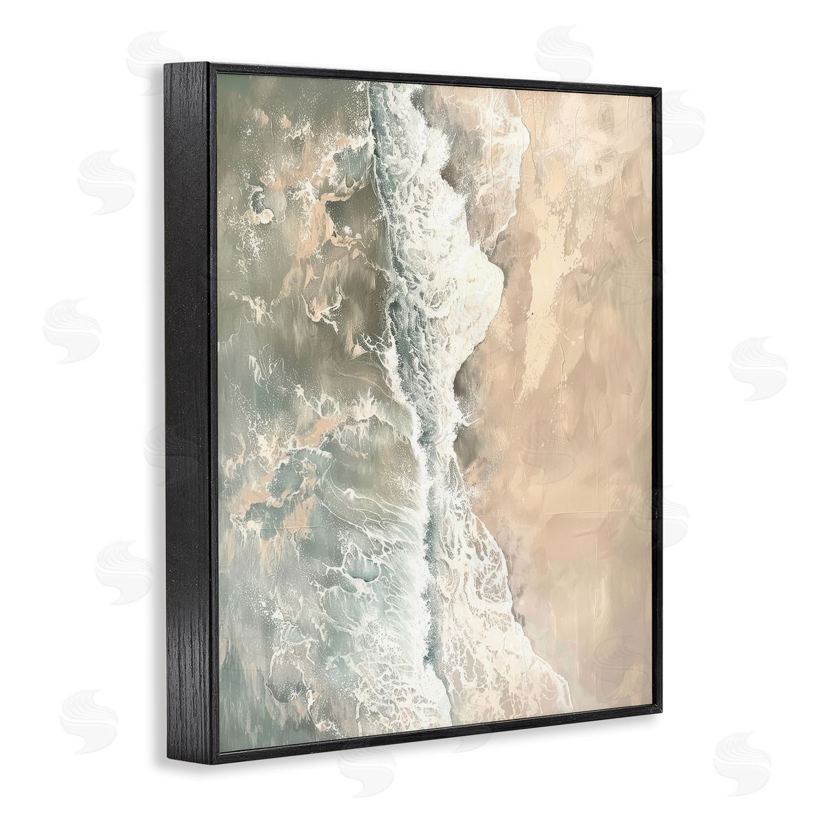 Vertical Aerial Beach Black Frame Print Wall Art, Home Decor by Petal Prints Design