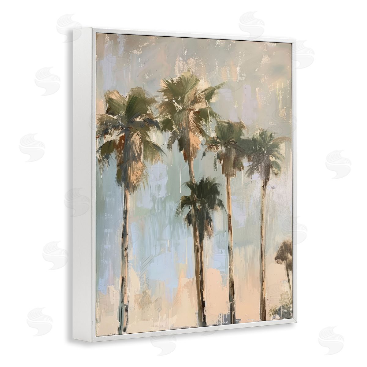 Painterly Palm Trees White Frame Print Wall Art, Home Decor by Petal Prints Design