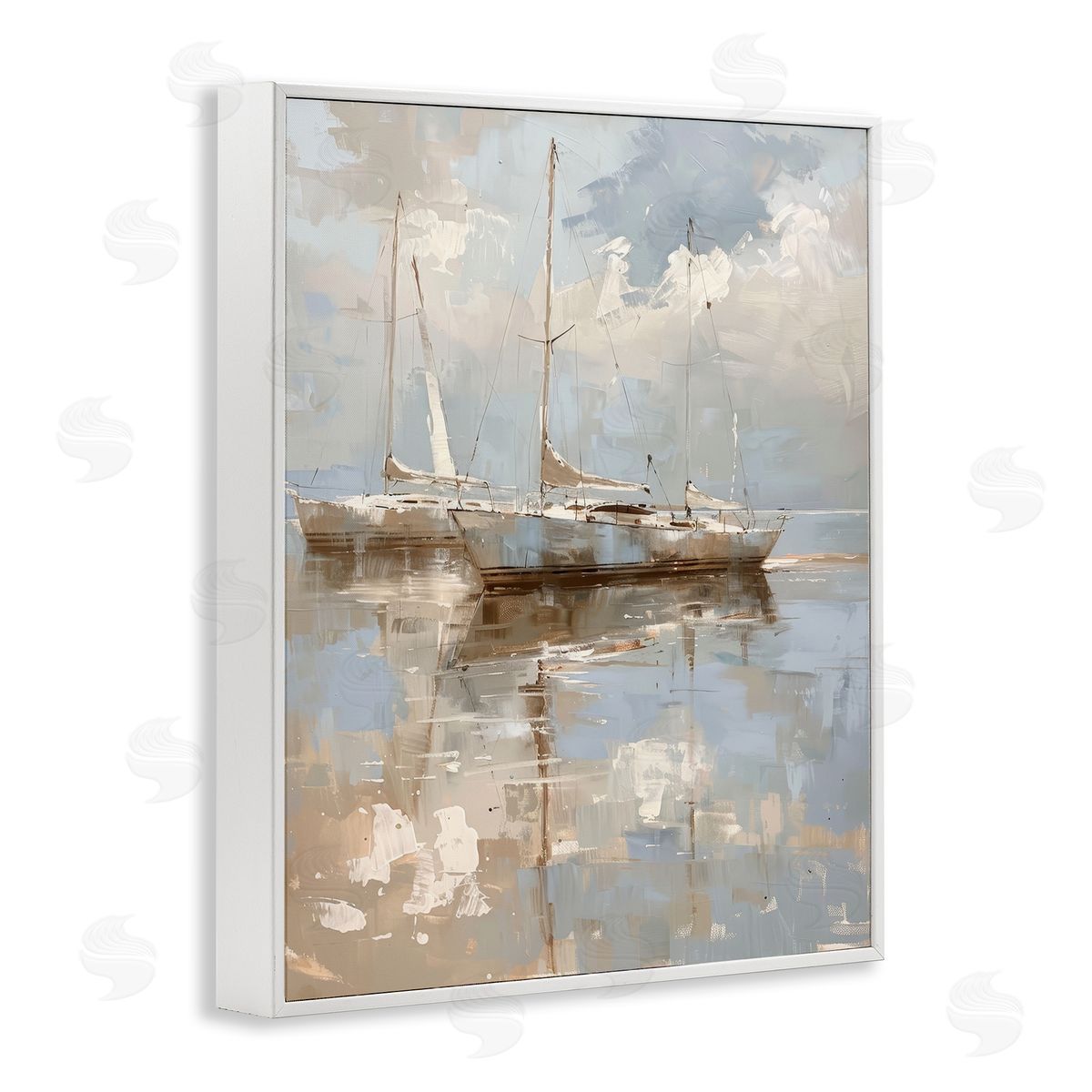 Race Day Sailboats White Frame Print Wall Art, Home Decor by Petal Prints Design