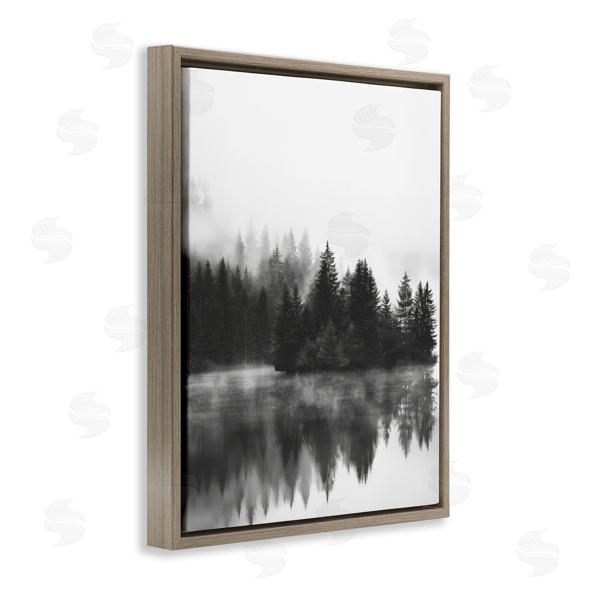 Dark Tree Reflections Brown Floating Frame Canvas Wall Art, Home Decor by Petal Prints Design