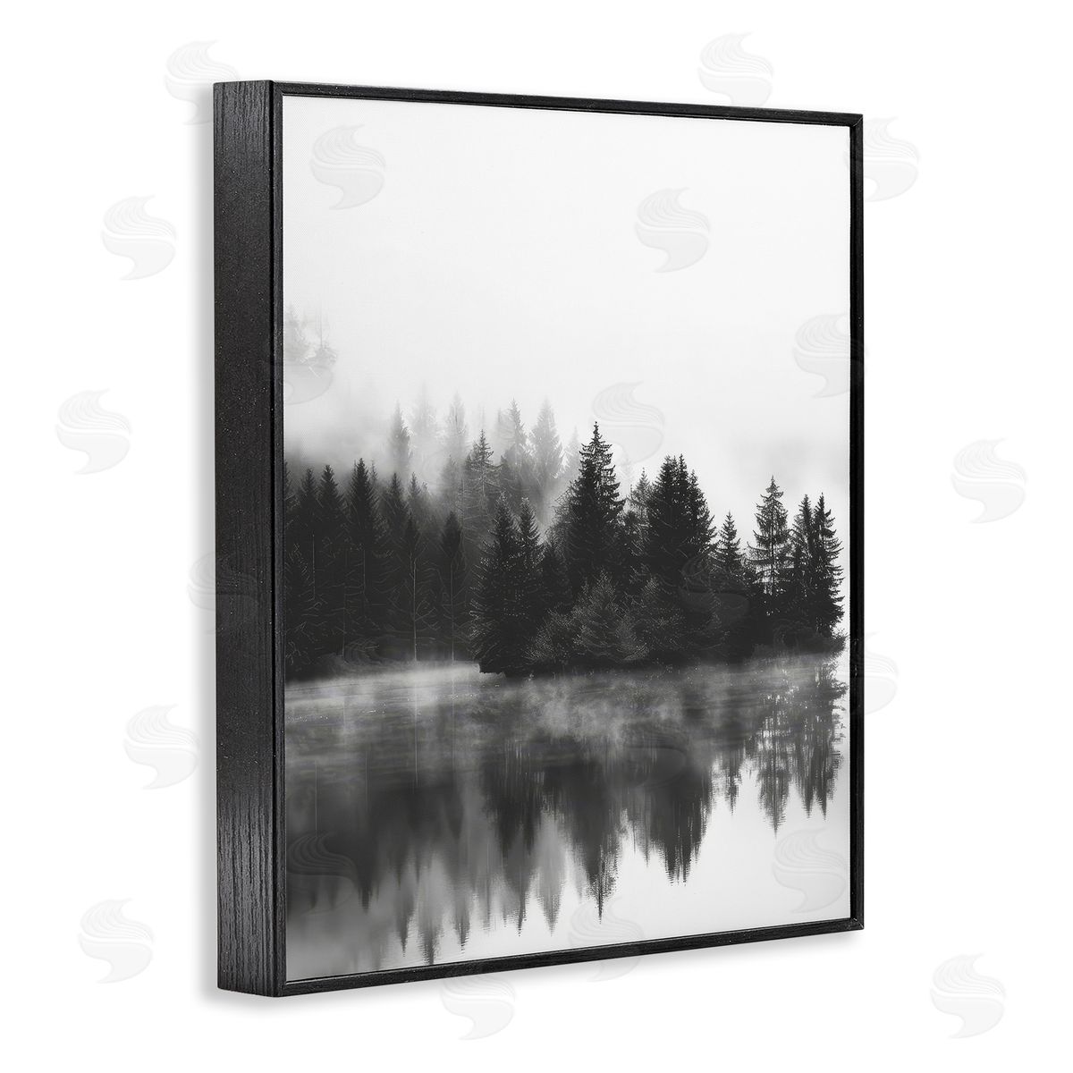 Dark Tree Reflections Black Frame Print Wall Art, Home Decor by Petal Prints Design