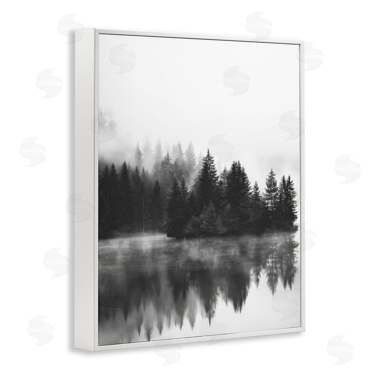 Dark Tree Reflections White Frame Print Wall Art, Home Decor by Petal Prints Design
