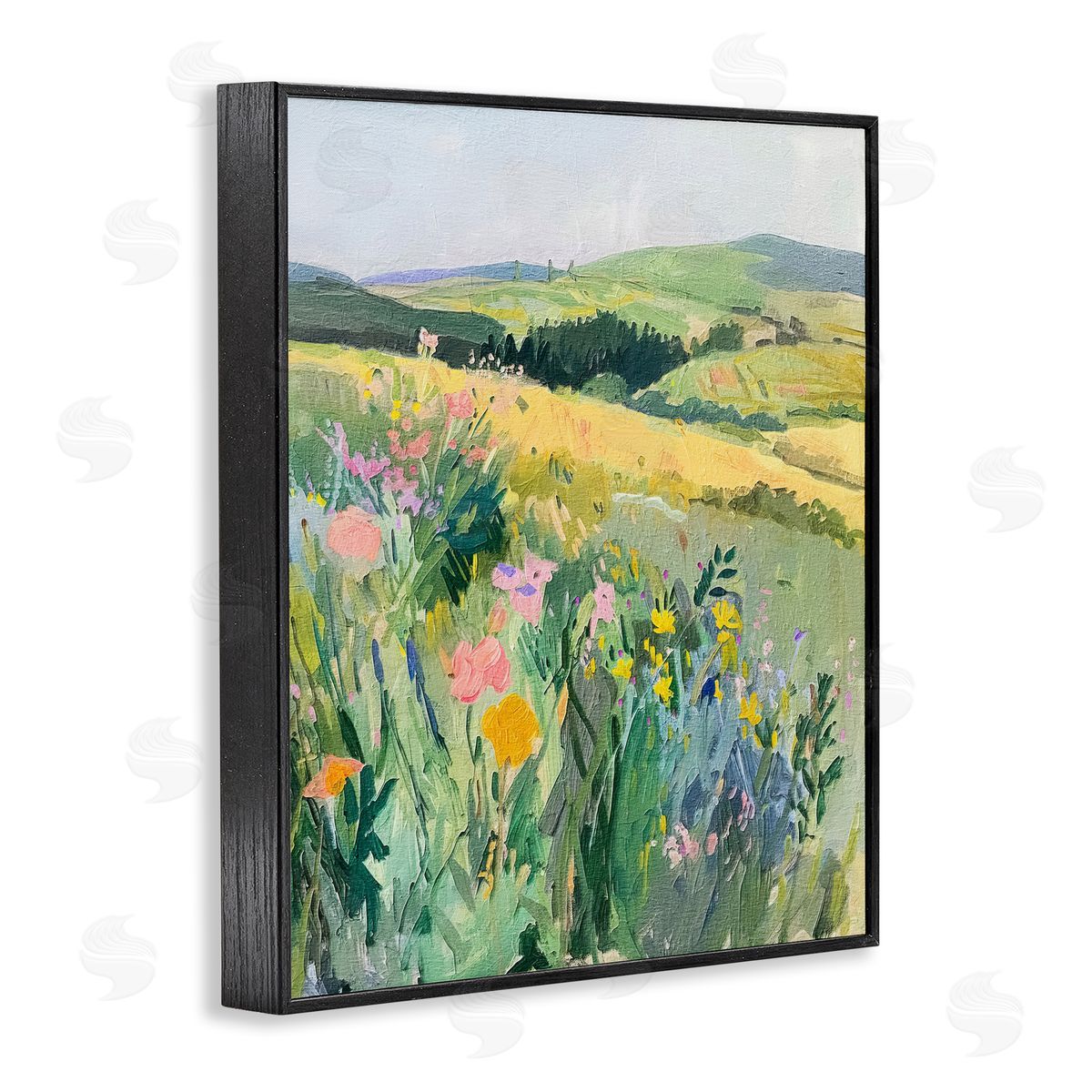 Pastel Landscape Hills Black Frame Print Wall Art, Home Decor by RileyB