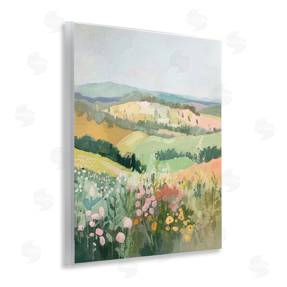Pastel Rolling Hills Scene Wood Plaque Wall Art, Home Decor by RileyB