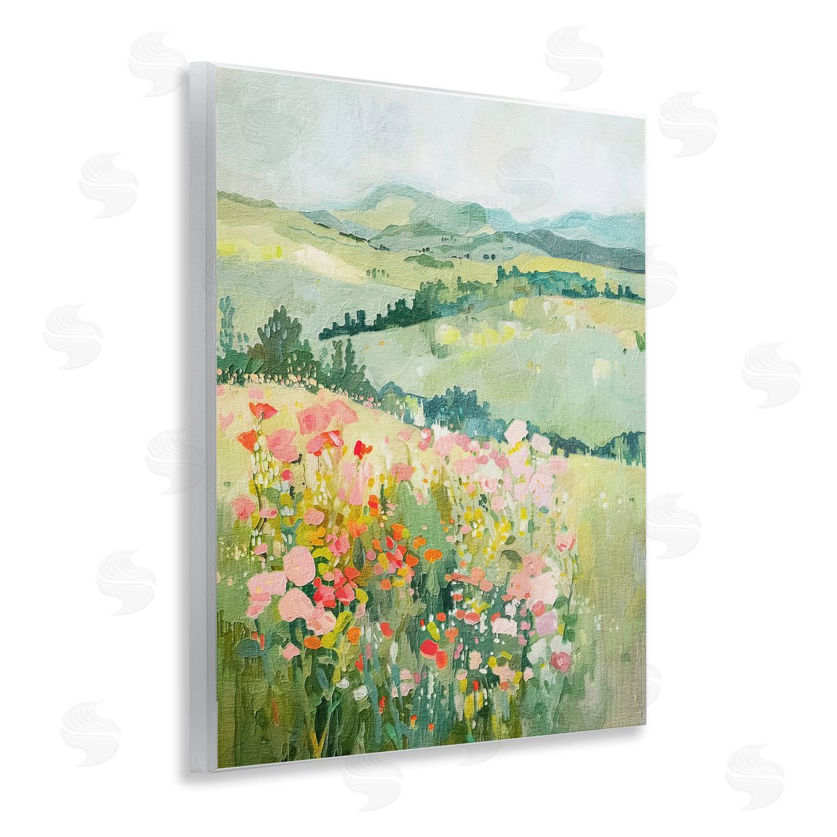 Soft Flowers Meadow Wood Plaque Wall Art, Home Decor by RileyB