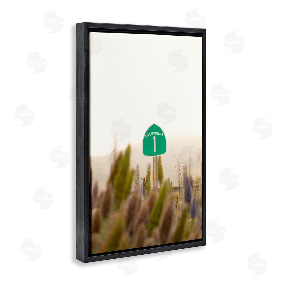 California Road Sign View Black Floating Frame Canvas Wall Art, Home Decor by Crystal Lynn Collins