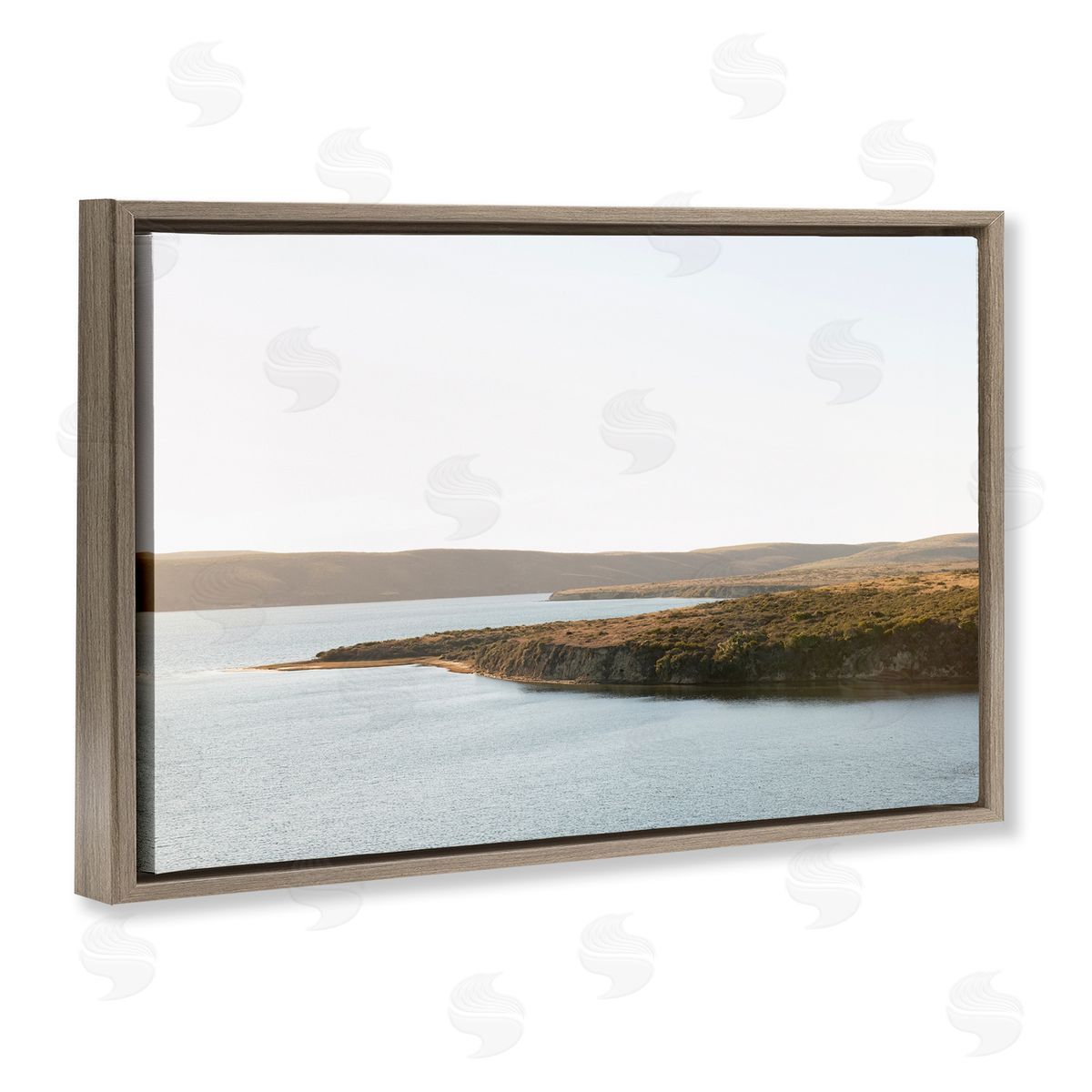 Pacific Estuary Landscape Brown Floating Frame Canvas Wall Art, Home Decor by Crystal Lynn Collins