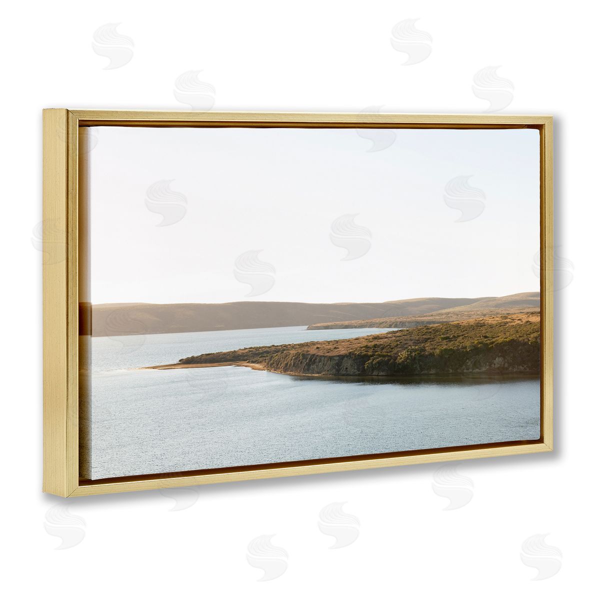 Pacific Estuary Landscape Gold Floating Frame Canvas Wall Art, Home Decor by Crystal Lynn Collins