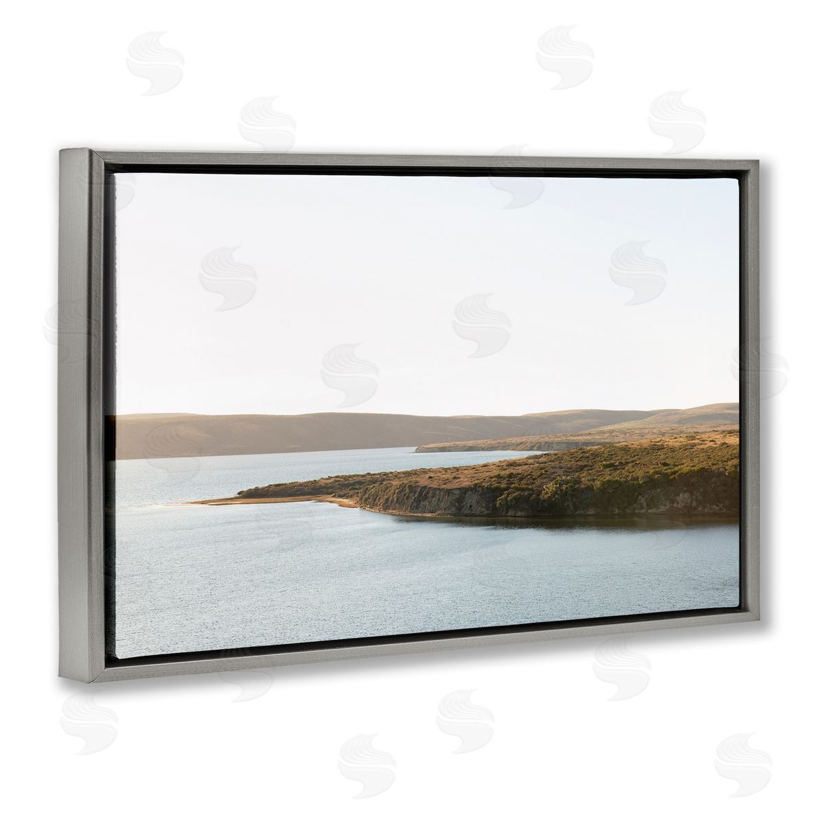 Pacific Estuary Landscape Grey Floating Frame Canvas Wall Art, Home Decor by Crystal Lynn Collins
