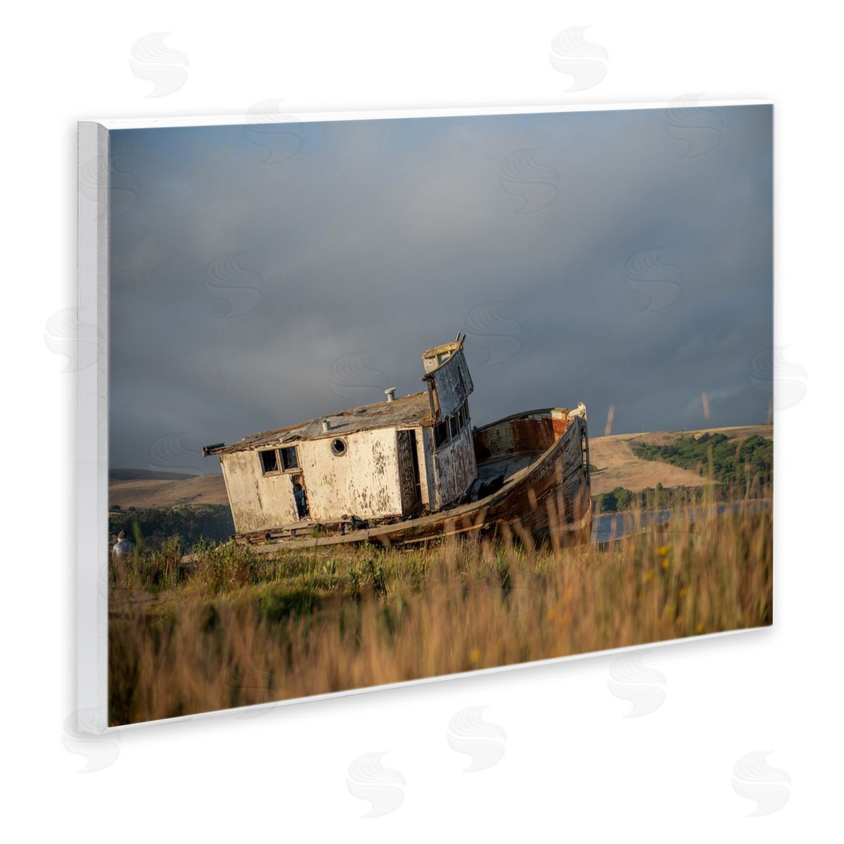 Old Shipwreck on Beach Wood Plaque Wall Art, Home Decor by Crystal Lynn Collins