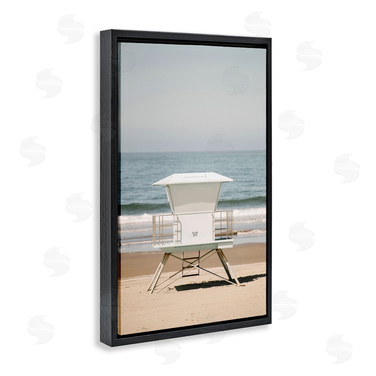 Surf Shack on Shore Black Floating Frame Canvas Wall Art, Home Decor by Crystal Lynn Collins