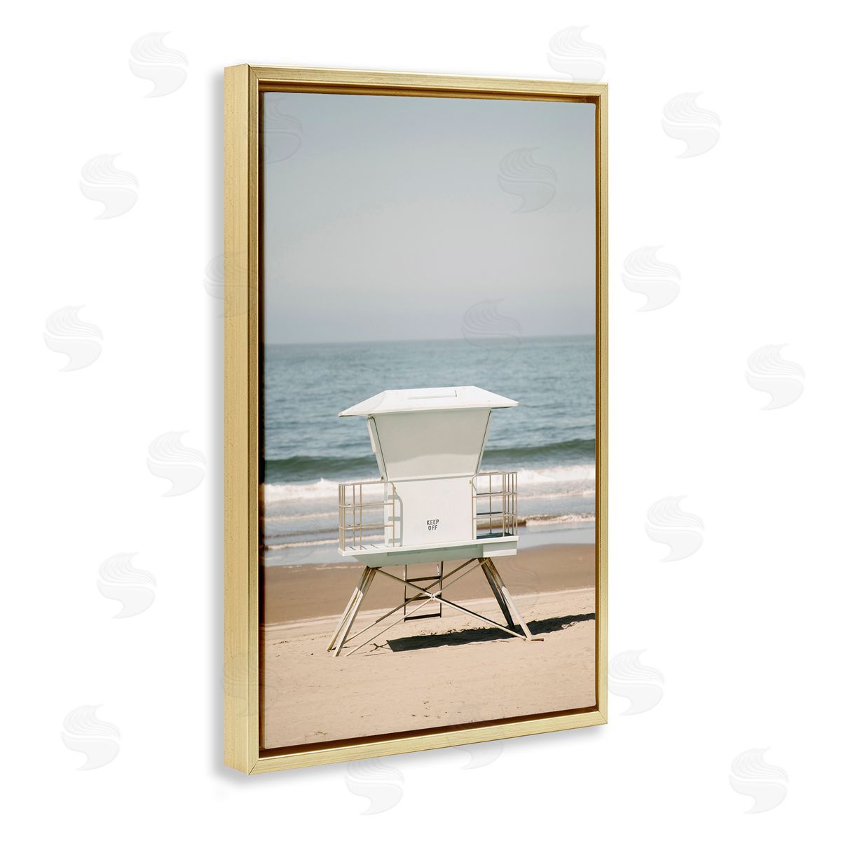 Surf Shack on Shore Gold Floating Frame Canvas Wall Art, Home Decor by Crystal Lynn Collins